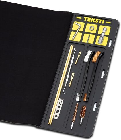بساط تنظيف المسدس من Teksti SL-CK-003 - بساط منضدة كبير مقاس 49 × 16 بوصة مع صينية تنظيم الوسادة المغناطيسية ومجموعة تنظيف عالمية للبنادق in Kuwait