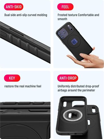 حافظة مقاومة للصدمات/مغناطيسية متوافقة مع هاتف iPhone 17 Pro Max / 6.9 بوصة، غطاء هاتف مقاوم للسقوط، متوافق مع الشحن المغناطيسي MagSafe، سلسلة Q مناسبة لجميع التركيبات باللون الأسود in Saudi Arabia