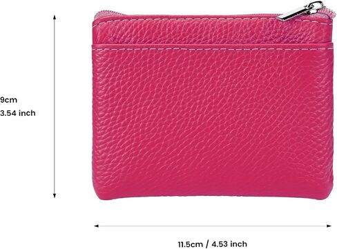 Genuine Leather Coin Purse Keychain Wallet with Zip Closure, Premium Small Pocket Organizer for Women in Saudi Arabia