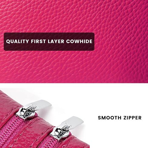Genuine Leather Coin Purse Keychain Wallet with Zip Closure, Premium Small Pocket Organizer for Women in Saudi Arabia