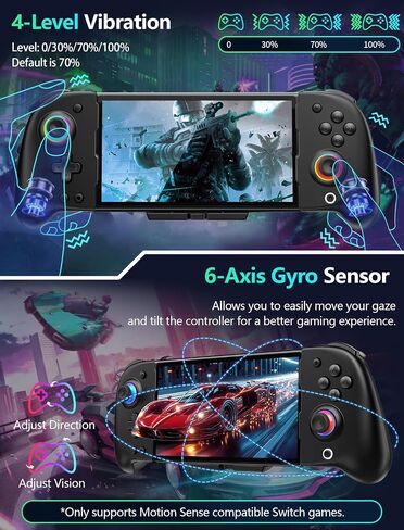 وحدات تحكم التبديل اللاسلكية GAMEASY لجهاز Nintendo Switch/OLED، قطعة واحدة من تأثير Hall Joypad بديلة لوحدة التحكم الاحترافية مع Turbo/Macro/Wake Up/9 ألوان RGB، تتضمن 4 فتحات لبطاقات الألعاب وحدة تحكم محمولة in Kuwait
