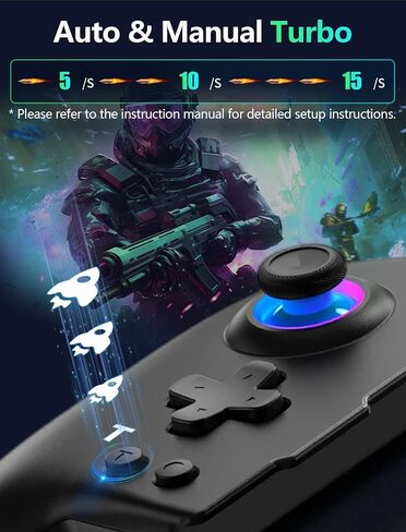 وحدات تحكم التبديل اللاسلكية GAMEASY لجهاز Nintendo Switch/OLED، قطعة واحدة من تأثير Hall Joypad بديلة لوحدة التحكم الاحترافية مع Turbo/Macro/Wake Up/9 ألوان RGB، تتضمن 4 فتحات لبطاقات الألعاب وحدة تحكم محمولة in Kuwait