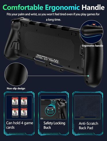 وحدات تحكم التبديل اللاسلكية GAMEASY لجهاز Nintendo Switch/OLED، قطعة واحدة من تأثير Hall Joypad بديلة لوحدة التحكم الاحترافية مع Turbo/Macro/Wake Up/9 ألوان RGB، تتضمن 4 فتحات لبطاقات الألعاب وحدة تحكم محمولة in Kuwait