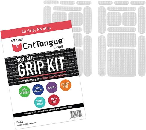 أشرطة شريطية غير كاشطة من CATTONGUE GRIPS - شريط مضاد للانزلاق عالي التحمل ومقطع مسبقًا للهواتف والأجهزة اللوحية والحرف اليدوية والمزيد - حل مضاد للانزلاق داخليًا وخارجيًا (شفاف، عبوة واحدة) in Kuwait