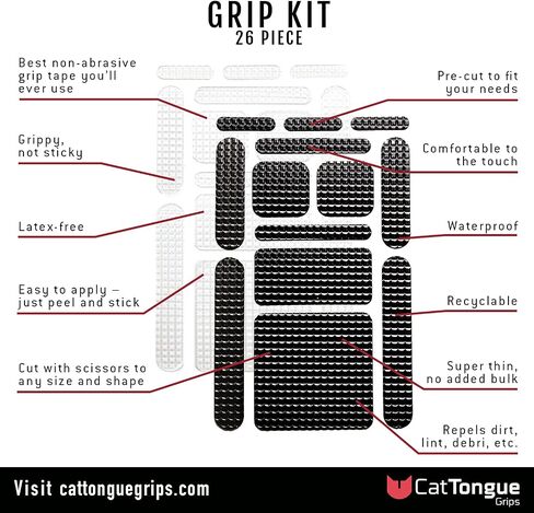 أشرطة شريطية غير كاشطة من CATTONGUE GRIPS - شريط مضاد للانزلاق عالي التحمل ومقطع مسبقًا للهواتف والأجهزة اللوحية والحرف اليدوية والمزيد - حل مضاد للانزلاق داخليًا وخارجيًا (شفاف، عبوة واحدة) in Kuwait