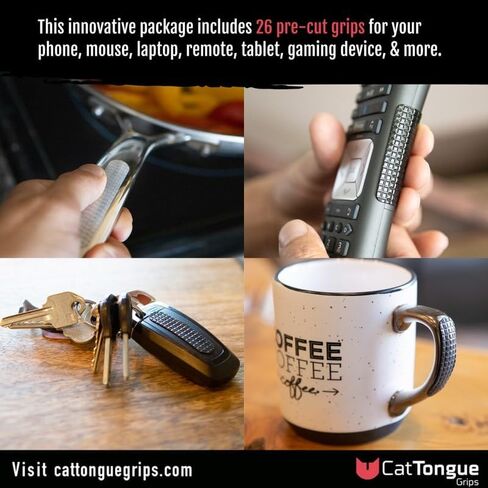 أشرطة شريطية غير كاشطة من CATTONGUE GRIPS - شريط مضاد للانزلاق عالي التحمل ومقطع مسبقًا للهواتف والأجهزة اللوحية والحرف اليدوية والمزيد - حل مضاد للانزلاق داخليًا وخارجيًا (شفاف، عبوة واحدة) in Kuwait