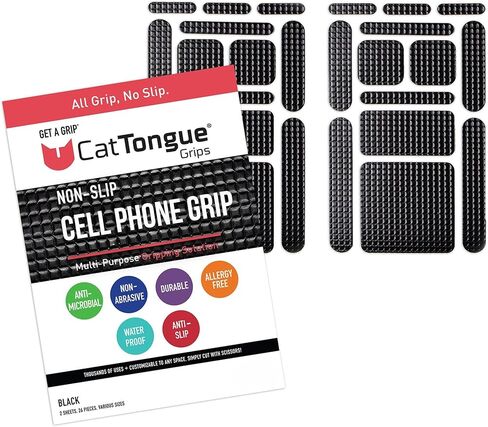 أشرطة شريطية غير كاشطة من CATTONGUE GRIPS - شريط مضاد للانزلاق عالي التحمل ومقطع مسبقًا للهواتف والأجهزة اللوحية والحرف اليدوية والمزيد - حل مضاد للانزلاق داخليًا وخارجيًا (شفاف، عبوة واحدة) in Kuwait