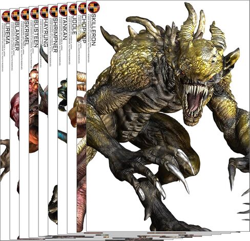 SHERMAN'S GALLERIES Pack 1: Creatures Edition - 20"×28" - 10 Paper Shooting Targets, Assorted Characters - USA Brand, Made in Japan in Saudi Arabia