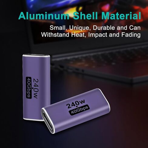 قطعتان من محول USB C أنثى إلى أنثى، موصل USB C أنثى إلى أنثى، موسع محول USB من النوع C يدعم 240 وات، 40 جيجابت في الثانية، 8K@60 هرتز لسطح البخار، MacBook، Thunderbolt إلخ (F-F مستقيم) in Saudi Arabia
