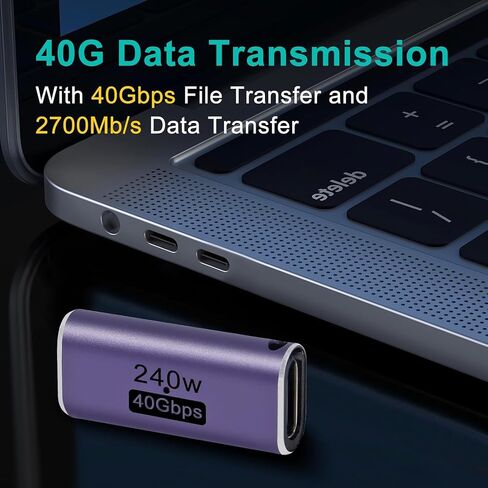 قطعتان من محول USB C أنثى إلى أنثى، موصل USB C أنثى إلى أنثى، موسع محول USB من النوع C يدعم 240 وات، 40 جيجابت في الثانية، 8K@60 هرتز لسطح البخار، MacBook، Thunderbolt إلخ (F-F مستقيم) in Saudi Arabia