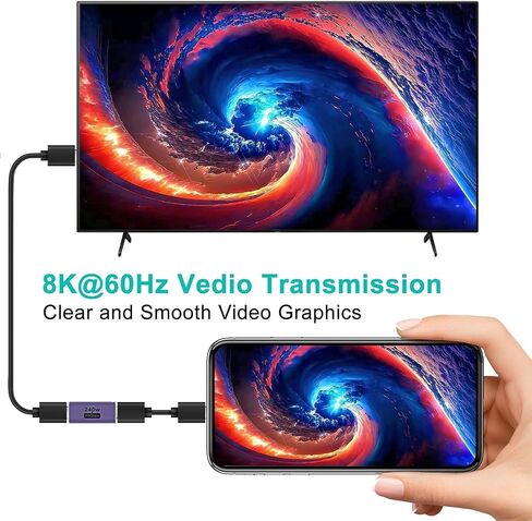 قطعتان من محول USB C أنثى إلى أنثى، موصل USB C أنثى إلى أنثى، موسع محول USB من النوع C يدعم 240 وات، 40 جيجابت في الثانية، 8K@60 هرتز لسطح البخار، MacBook، Thunderbolt إلخ (F-F مستقيم) in Saudi Arabia