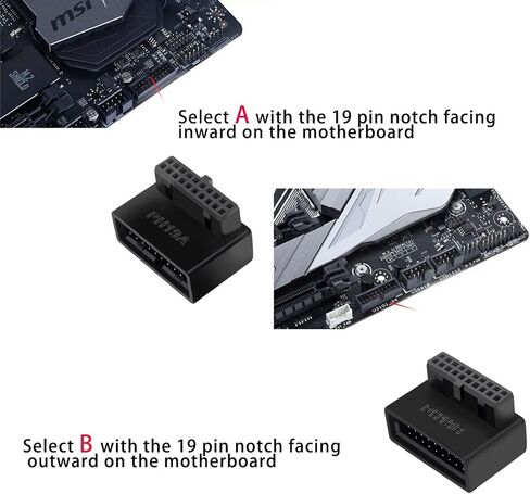 USB 3.0 19 دبوس رأس داخلي محول 90 درجة، USB 3.0 90 درجة أعلى وأسفل زاوية محول تخطيط كابل اللوحة الأم in Kuwait