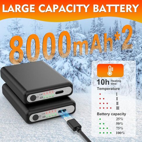 2Pack 5V2A 8000mAh Rechargeable Batteries for Heated Socks Spare Battery,4 Heating Settings Replacement Large Capacity Battery in Kuwait