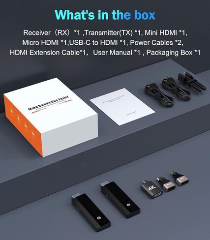 جهاز إرسال واستقبال HDMI لاسلكي مطور 2025 فك تشفير 4K و1080P@60 هرتز، نطاق مزدوج 5G+2.4G، شاشة LED، التوصيل والتشغيل بدون زمن انتقال للفيديو والصوت للمراقبة من الكمبيوتر/صندوق التلفزيون/جهاز العرض in Kuwait