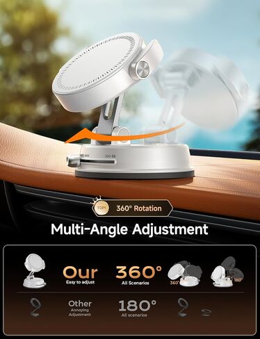 MAGIC JOHN for MagSafe Car Mount [20 N55 Magnets & Clip Arm] 360° Adjustable Magnetic Phone Holder for Car Phone Holder Mount Holders Cell Phone Holders for Your Car Accessories for iPhone 17 Promax ﻿ in Saudi Arabia