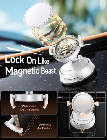 MAGIC JOHN for MagSafe Car Mount [20 N55 Magnets & Clip Arm] 360° Adjustable Magnetic Phone Holder for Car Phone Holder Mount Holders Cell Phone Holders for Your Car Accessories for iPhone 17 Promax ﻿ in Saudi Arabia