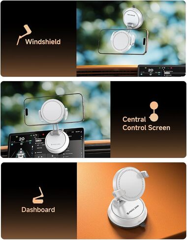 MAGIC JOHN for MagSafe Car Mount [20 N55 Magnets & Clip Arm] 360° Adjustable Magnetic Phone Holder for Car Phone Holder Mount Holders Cell Phone Holders for Your Car Accessories for iPhone 17 Promax ﻿ in Saudi Arabia