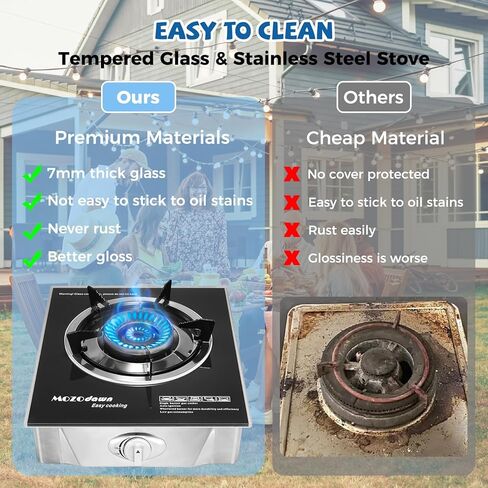 Single Burner Propane Stove 15000 BTU, Portable Gas Propane Stove 1 Burner, Camping Stove Propane with LPG Adapter Hose for Indoor and Outdoor Kitchen Cooking in Saudi Arabia