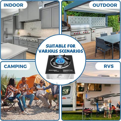 Single Burner Propane Stove 15000 BTU, Portable Gas Propane Stove 1 Burner, Camping Stove Propane with LPG Adapter Hose for Indoor and Outdoor Kitchen Cooking in Saudi Arabia