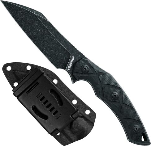 Fox Edge Lycosa FE-018 Fixed Blade Knife, 4.92in 8Cr13MoV Wharncliffe Full Tang Blade, G10 Handle, Kydex Sheath, Outdoor Survival Camping Knife (Black) in Saudi Arabia