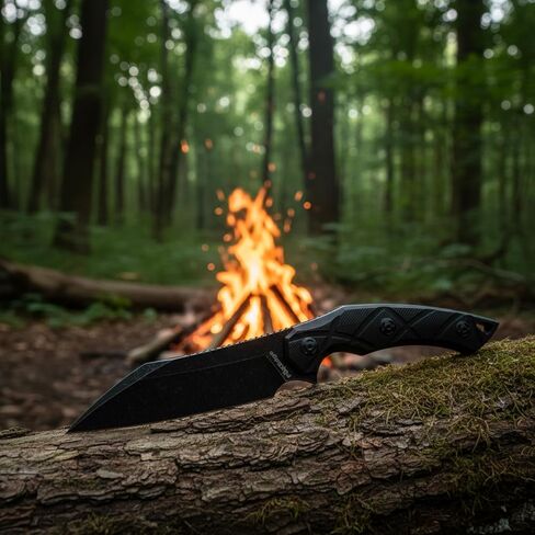 Fox Edge Lycosa FE-018 Fixed Blade Knife, 4.92in 8Cr13MoV Wharncliffe Full Tang Blade, G10 Handle, Kydex Sheath, Outdoor Survival Camping Knife (Black) in Saudi Arabia