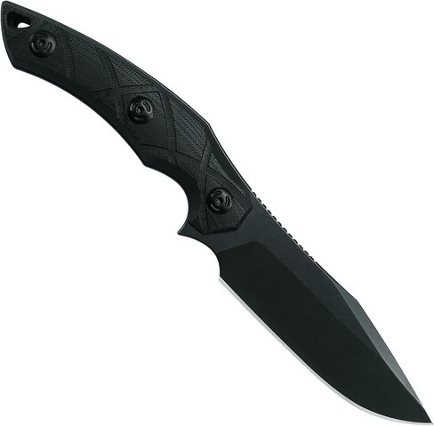 Fox Edge Lycosa FE-020 Fixed Blade Knife, 4.84in 8Cr13MoV Drop Point Full Tang Blade, G10 Handle, Kydex Sheath, Outdoor Survival Camping Knife (Black) in Saudi Arabia