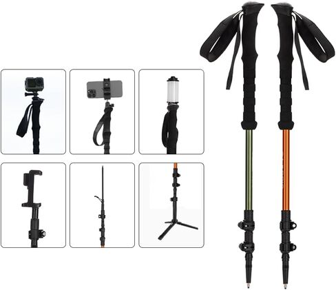 Selfie Trekking Pole – Ultralight 7075 Aluminum Hiking Poles with Built-in 1/4" Mount, Selfie Clamp, Tripod & Camera Kit – Adjustable Flip-Lock Walking Stick for Men & Women in Kuwait