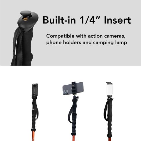 Selfie Trekking Pole – Ultralight 7075 Aluminum Hiking Poles with Built-in 1/4" Mount, Selfie Clamp, Tripod & Camera Kit – Adjustable Flip-Lock Walking Stick for Men & Women in Kuwait