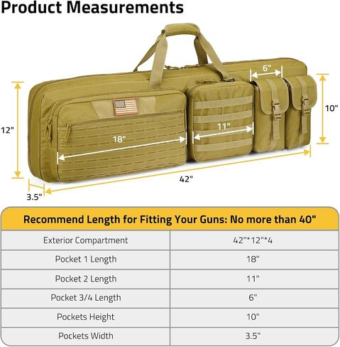 CVLIFE Soft Rifle Case Long Double Tactical Bag, Lockable Zipper Gun Case with Four Pockets, Rifle Bag Gun Backpack with Shoulder Straps and Padded Handle for Outdoor Hunting in Saudi Arabia