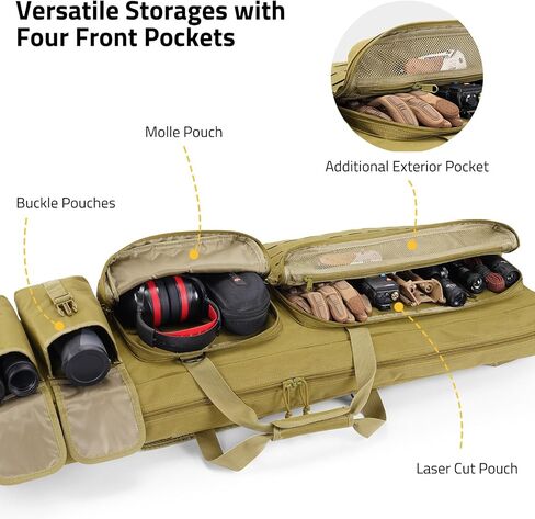 CVLIFE Soft Rifle Case Long Double Tactical Bag, Lockable Zipper Gun Case with Four Pockets, Rifle Bag Gun Backpack with Shoulder Straps and Padded Handle for Outdoor Hunting in Saudi Arabia
