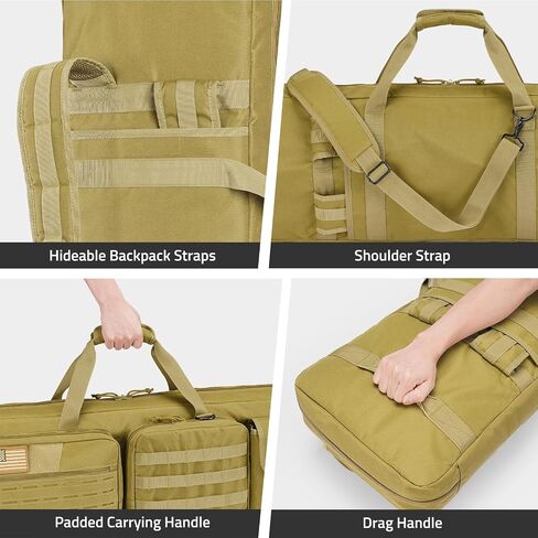CVLIFE Soft Rifle Case Long Double Tactical Bag, Lockable Zipper Gun Case with Four Pockets, Rifle Bag Gun Backpack with Shoulder Straps and Padded Handle for Outdoor Hunting in Saudi Arabia