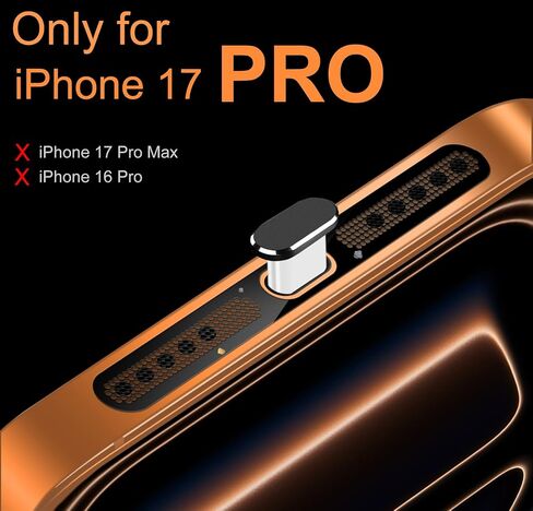 قابس غبار USB C، غطاء حماية لسماعات iPhone 17 Pro مضاد للغبار - أسود in Kuwait