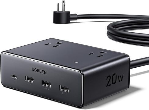 شاحن سريع UGREEN 65W GaN USB-C + حزمة شريط طاقة 8 في 1 USB-C - شاحن جداري للسفر بثلاثة منافذ و4 تيار متردد + شريط طاقة USB لسطح المكتب/السفر لأجهزة الكمبيوتر المحمول والهاتف والكمبيوتر اللوحي in Saudi Arabia