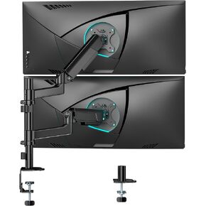 ARES WING Dual Monitor Mount - Ultrawide Monitor Arm for 17 to 40 Inch Heavy Duty Curved Screen up to 26.4 lbs with Clamp/Grommet Desk Mount, 75/100 Vesa Mount, Black in Saudi Arabia