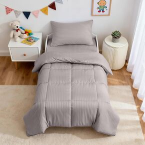 ZPECC Toddler Bedding Set - 4 Piece Hypoallergenic Baby Crib Bedding Set for Boys and Girls, Includes Toddler Comforter, Flat Sheet, Fitted Sheet and Pillowcase, Baby Blue in Saudi Arabia