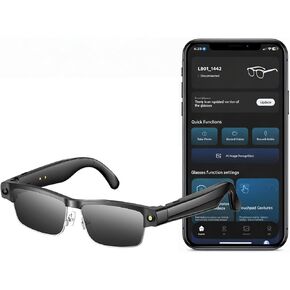 نظارات ذكية بتقنية الذكاء الاصطناعي مع كاميرا بدقة 8 ميجابكسل، تعمل بتقنية ChatGPT، وكاميرا نظارات شمسية، ونظارات بلوتوث ذكية للرجال مع ترجمة، وموسيقى ومكالمات مفتوحة الأذن، وميكروفون مزدوج لتقليل الضوضاء in Kuwait
