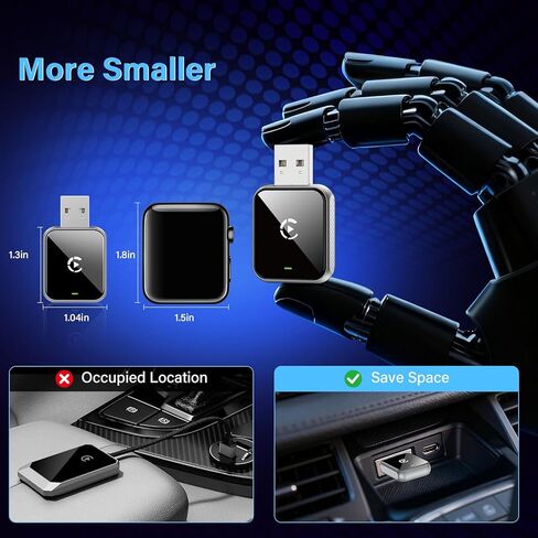 محول CarPlay لاسلكي صغير، محول ترقية 2025 للسيارات مع Apple Carplay سلكي مدمج، التوصيل والتشغيل، اتصال سريع ومستقر، لهاتف iPhone in Kuwait