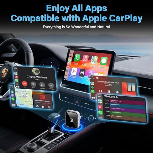 محول CarPlay لاسلكي صغير، محول ترقية 2025 للسيارات مع Apple Carplay سلكي مدمج، التوصيل والتشغيل، اتصال سريع ومستقر، لهاتف iPhone in Kuwait