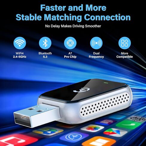 محول CarPlay لاسلكي صغير، محول ترقية 2025 للسيارات مع Apple Carplay سلكي مدمج، التوصيل والتشغيل، اتصال سريع ومستقر، لهاتف iPhone in Kuwait