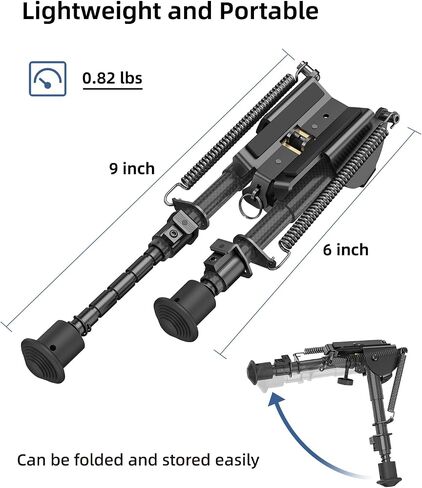 EZshoot بندقية من ألياف الكربون Bipod، 6-9 بوصة، محول السكك الحديدية Picatinny in Kuwait