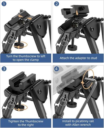 EZshoot بندقية من ألياف الكربون Bipod، 6-9 بوصة، محول السكك الحديدية Picatinny in Kuwait