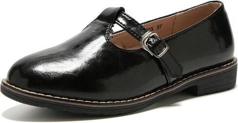 أحذية TRULAND النسائية الجلدية Mary Jane Oxfords - أحذية بدون كعب بشريط على شكل حرف T كاجوال مغلقة عند الأصابع أحذية مسطحة أنيقة للعمل المكتبي in Kuwait