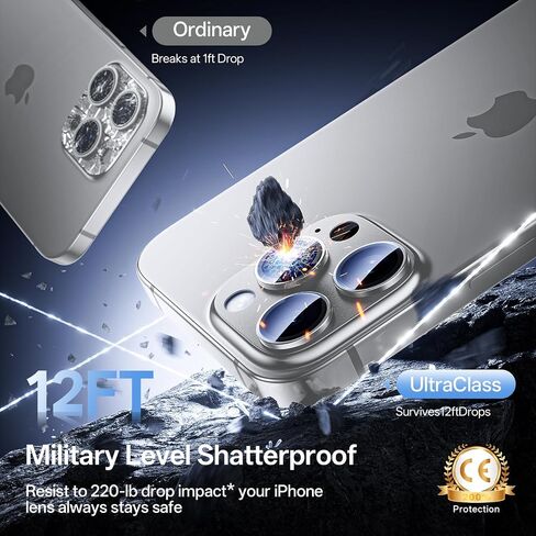 Camera Lens Protector for iPhone 17 Pro Max-Single Piece,Ultra Thin Aluminum Alloy Frame,9H Dual-Strength Glass with 99% AR Light Transmittance,Case Friendly, Orange in Kuwait