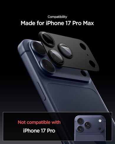 واقي شاشة لعدسة الكاميرا من Spigen [GlasTR EZ Fit Optik Pro XL] مصمم لهاتف iPhone 17 Pro Max [صديق للحافظة] - أسود [عبوة واحدة] in Saudi Arabia