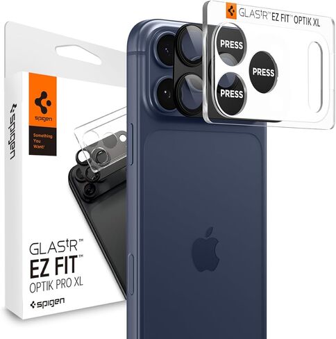 واقي شاشة لعدسة الكاميرا من Spigen [GlasTR EZ Fit Optik Pro XL] مصمم لهاتف iPhone 17 Pro [صديق للحافظة] - فضي [عبوة واحدة] in Saudi Arabia