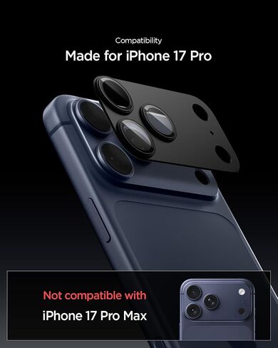 واقي شاشة لعدسة الكاميرا من Spigen [GlasTR EZ Fit Optik Pro XL] مصمم لهاتف iPhone 17 Pro [صديق للحافظة] - فضي [عبوة واحدة] in Saudi Arabia