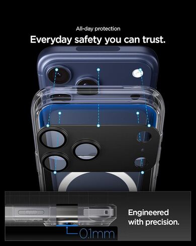 واقي شاشة لعدسة الكاميرا من Spigen [GlasTR EZ Fit Optik Pro XL] مصمم لهاتف iPhone 17 Pro [صديق للحافظة] - فضي [عبوة واحدة] in Saudi Arabia