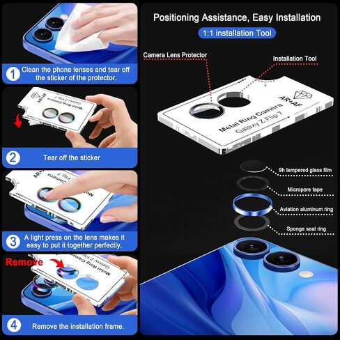 Casetego لهاتف Galaxy Z Fold 7، واقي عدسة الكاميرا، صلابة 9H، مقاوم للخدش، زجاج مقسى رفيع للغاية، غطاء كاميرا فردي معدني لهاتف Samsung Galaxy Z Fold 7، صديق للحافظة، ملون لامع in Kuwait
