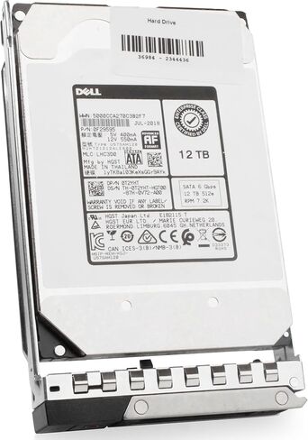 محرك الأقراص الصلبة Dell 12 تيرابايت 7.2K RPM SATA 6 جيجابايت/ثانية 512e 3.5in Enterprise PowerEdge لـ: R440 R750 R450 T150 R470 T560 T40 R250 R740 R640 T550 T350 R540 0T2YHT T2YHT G16 (متجدد) in Saudi Arabia