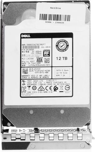 محرك الأقراص الصلبة Dell 12 تيرابايت 7.2K RPM SATA 6 جيجابايت/ثانية 512e 3.5in Enterprise PowerEdge لـ: R440 R750 R450 T150 R470 T560 T40 R250 R740 R640 T550 T350 R540 0T2YHT T2YHT G16 (متجدد) in Saudi Arabia